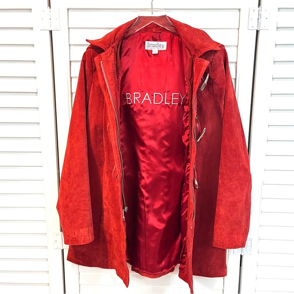 Bradley Bayou Vintage Red Suede Toggle Button Coat - Picture 3 of 15